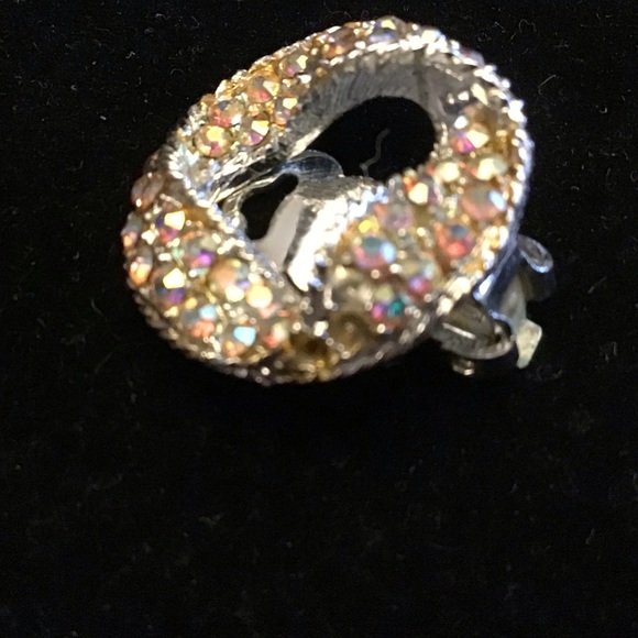 VINTAGE AURORA BOREALIS ESTATE BROOCH & EARRING SET MARKED - Picture 4 of 4